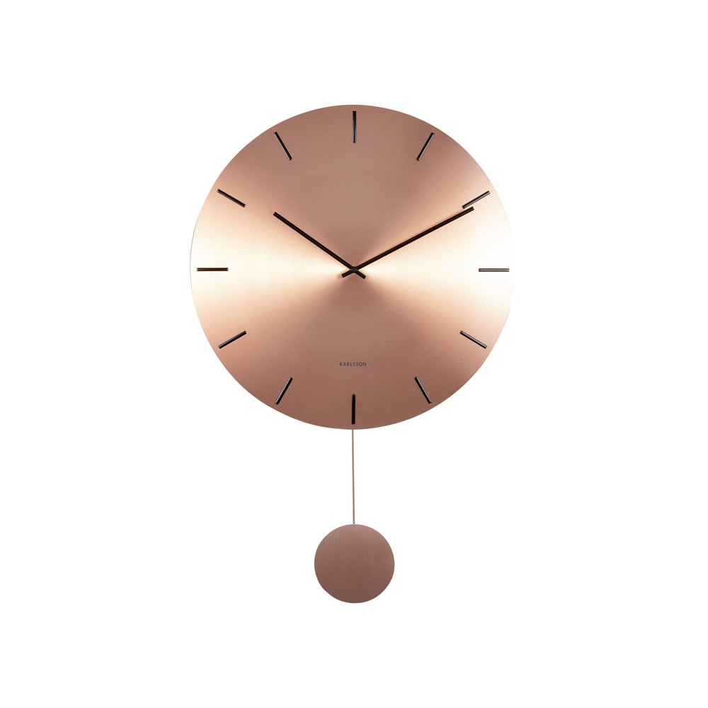 E-shop Nástenné kyvadlové hodiny v medenej farbe Karlsson Impressive, ø 20 cm