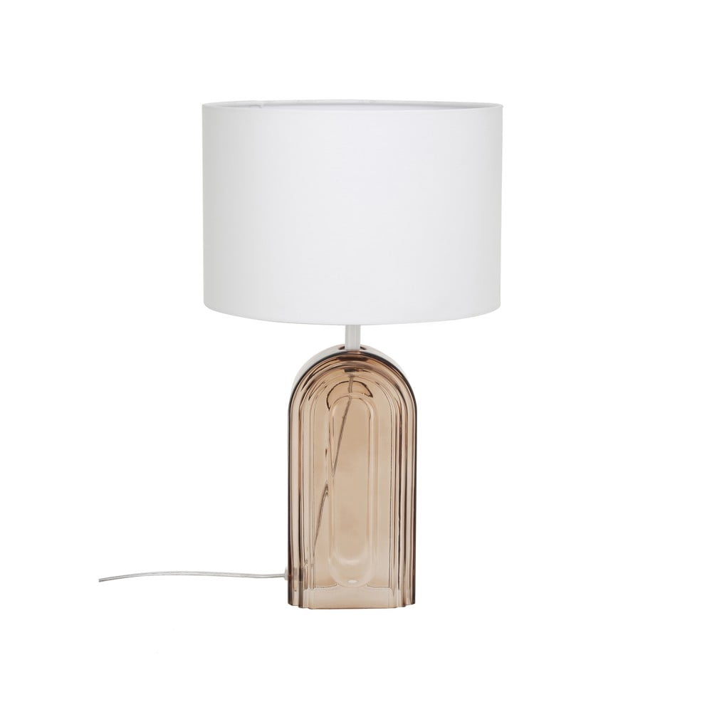 E-shop Béžovo-biela sklenená stolová lampa Westwing Collection Bela, výška 50 cm