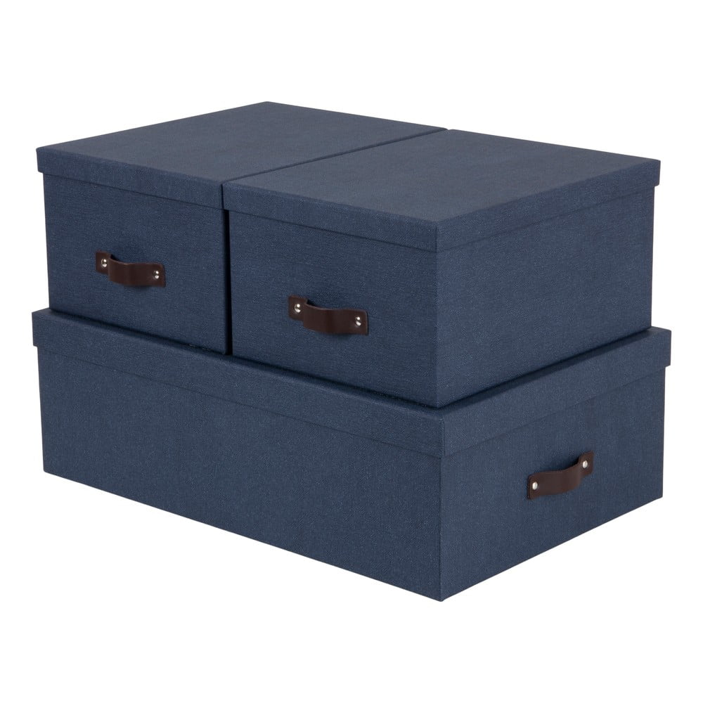 E-shop Súprava 3 modrých úložných škatúľ Bigso Box of Sweden Inge