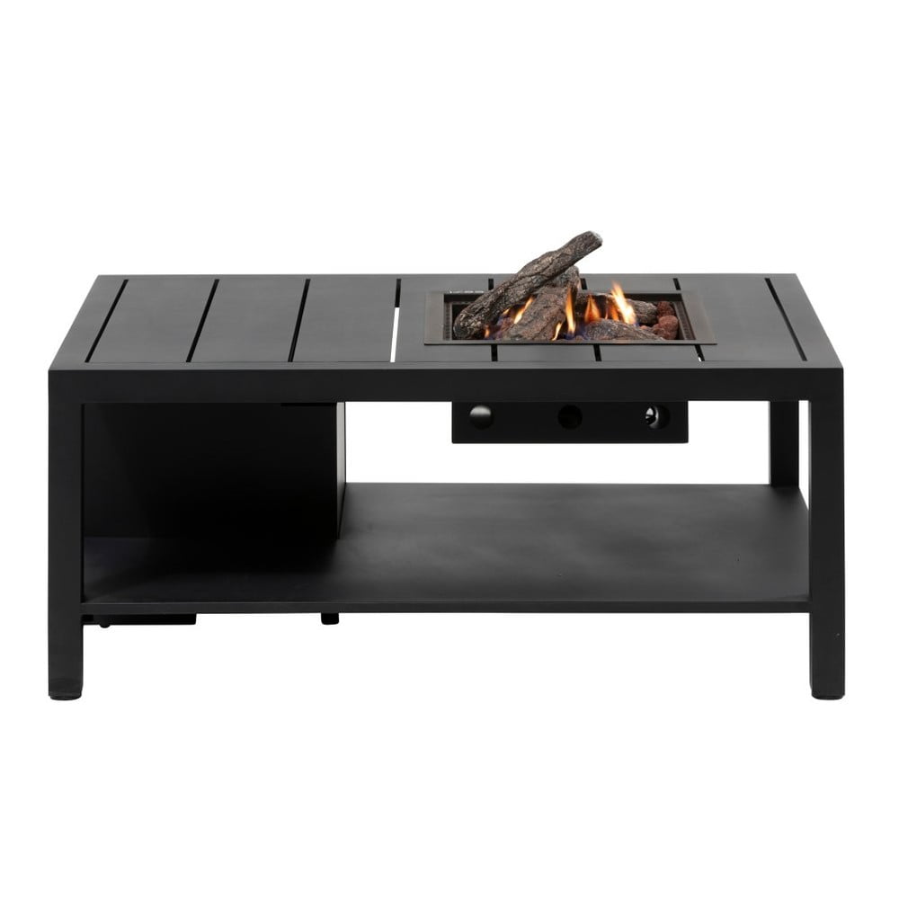 E-shop Čierny záhradný stôl s ohniskom COSI Cosiflow, 120 x 80 cm