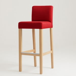 Červená barová stolička s prírodnými nohami Custom Form Wilton