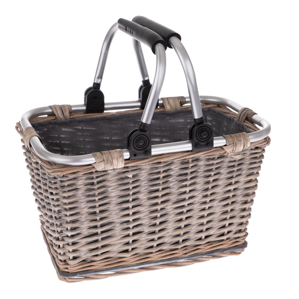 E-shop Prútený piknikový košík s kovovými rúčkami Dakls seno, 25 x 22 cm