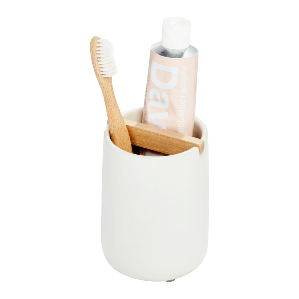 E-shop Biely keramický pohárik na zubné kefky iDesign Eco Vanity