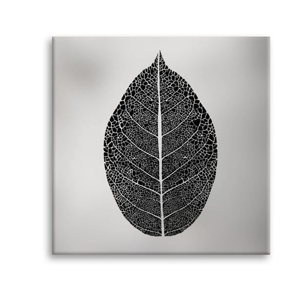 Obraz Styler Canvas Silver Uno Black Leaf, 65 × 65 cm