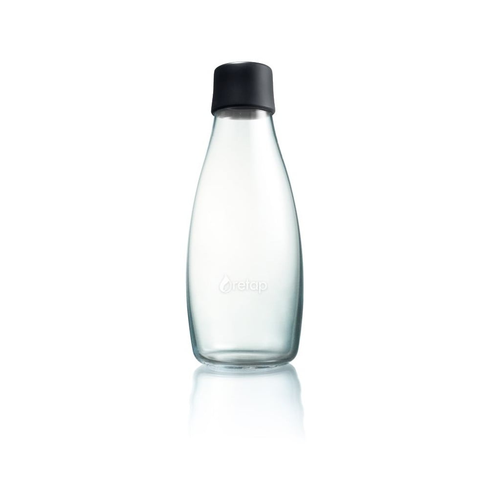 E-shop Čierna sklenená fľaša ReTap s doživotnou zárukou, 500 ml