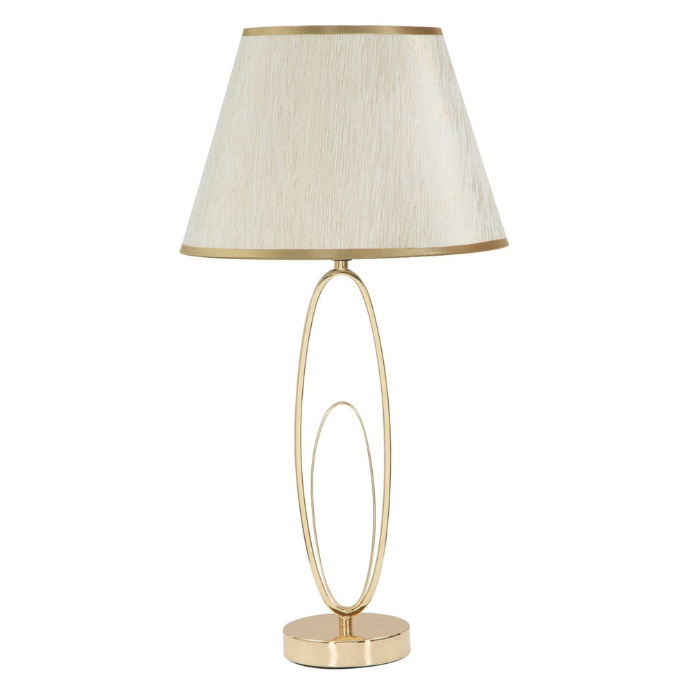 Biela stolová lampa s konštrukciou v zlatej farbe Mauro Ferretti Glam Flush