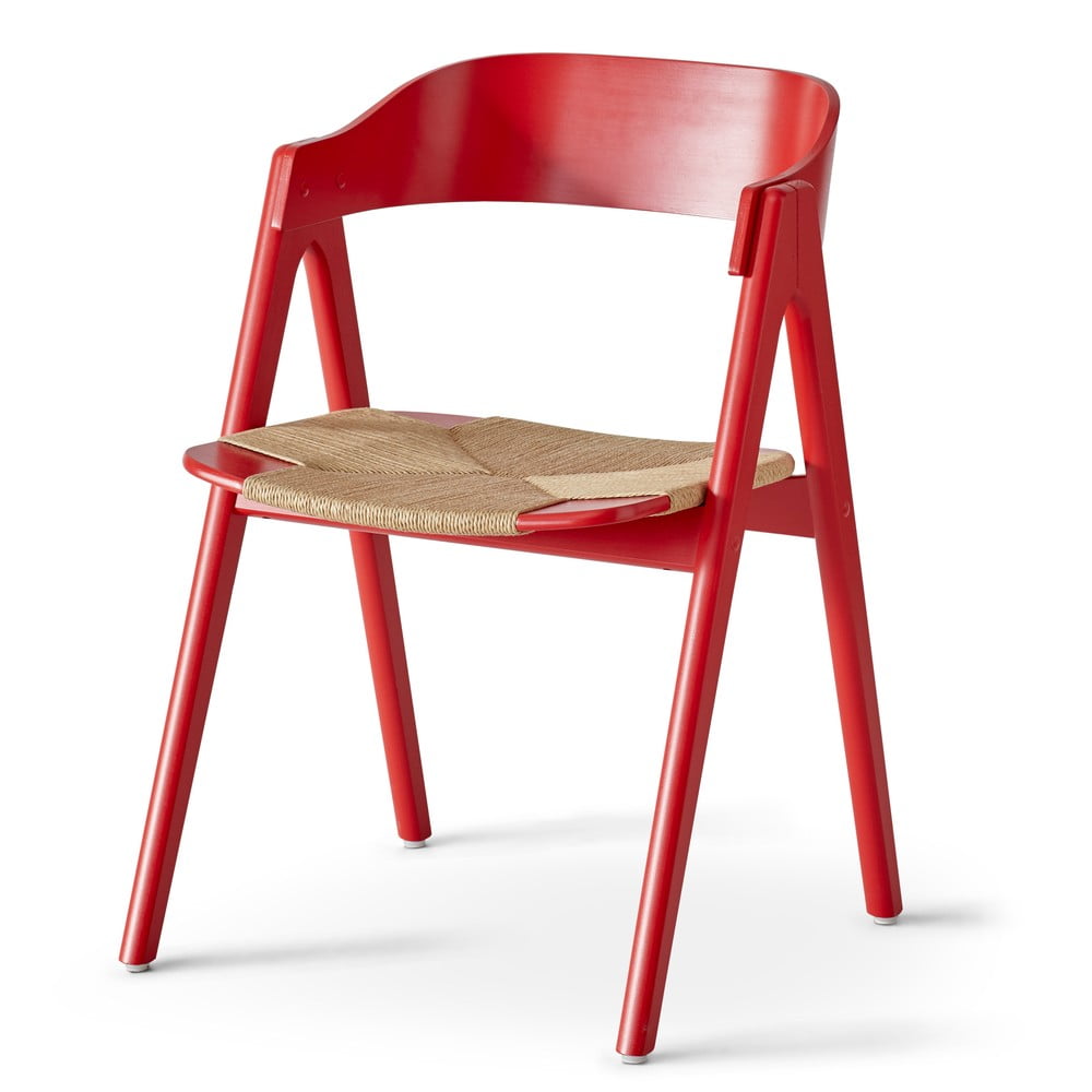 E-shop Červená jedálenská stolička z bukového dreva s ratanovým sedákom Findahl by Hammel Mette