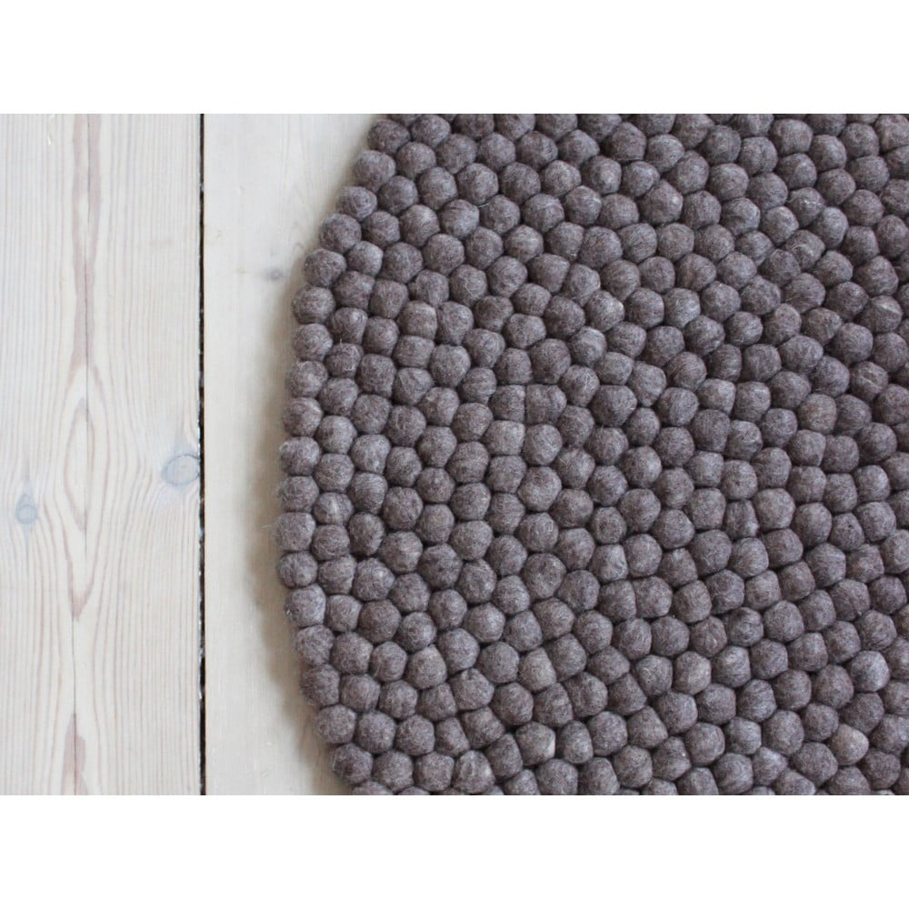 Obrázok Orechovohnedý guľôčkový vlnený koberec Wooldot Ball rugs, ⌀ 90 cm