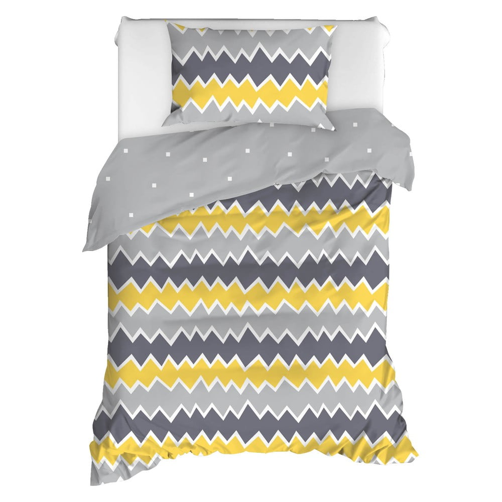 E-shop Obliečky na jednolôžko z ranforce bavlny Mijolnir Zigros Yellow, 140 × 200 cm