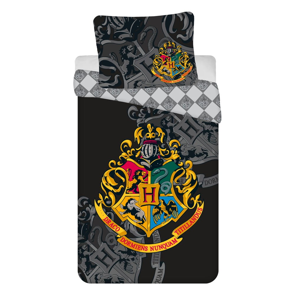 E-shop Čierne detské bavlnené obliečky Jerry Fabrics Harry Potter, 140 x 200 cm