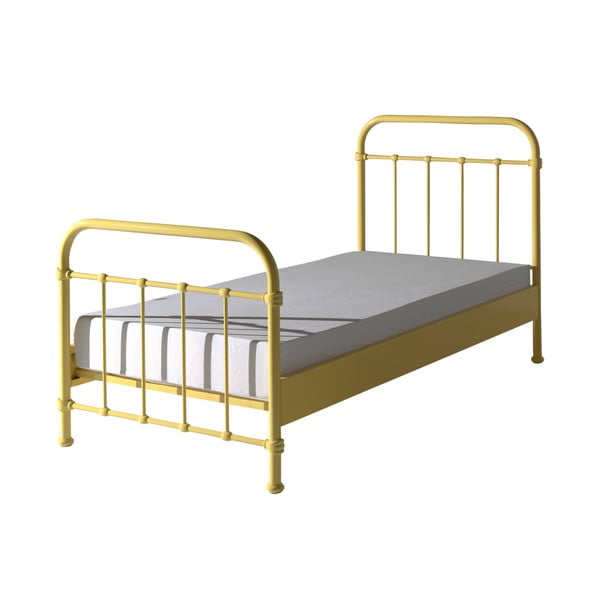 Žltá kovová detská posteľ Vipack New York, 90 × 200 cm