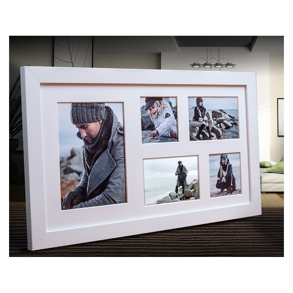 E-shop Biely rámček na 5 fotografií Styler Narvik, 51 × 27 cm