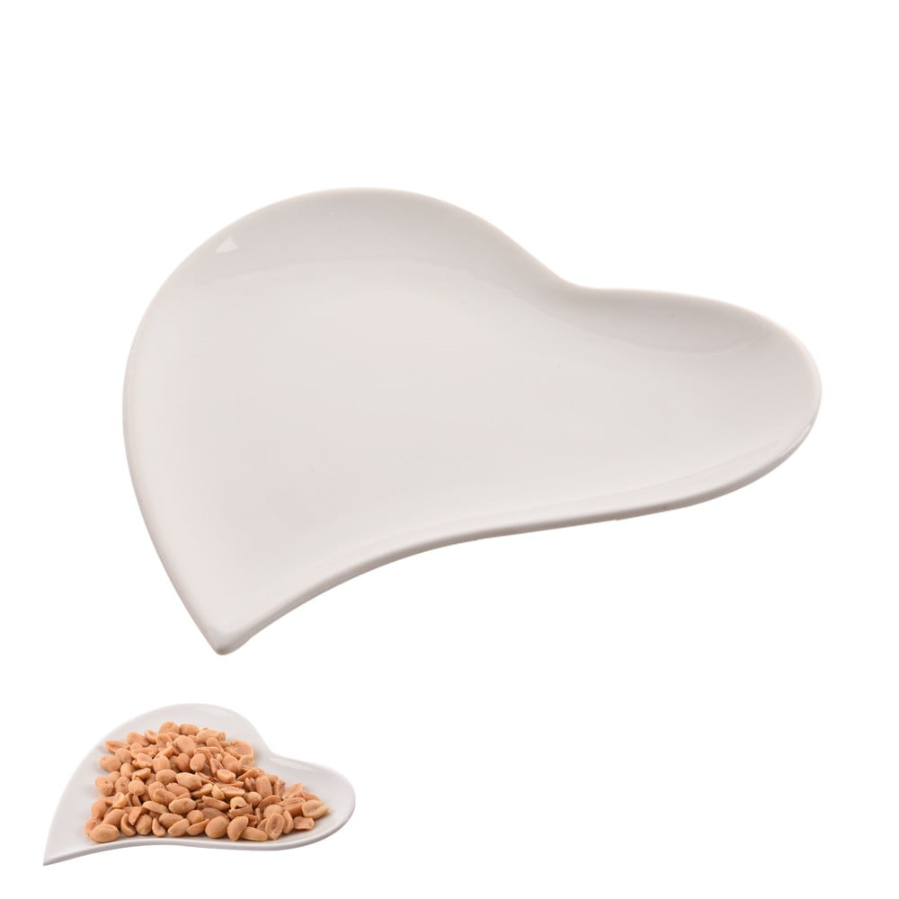 E-shop Biely porcelánový tanier Orion Heart, 17 × 18 cm