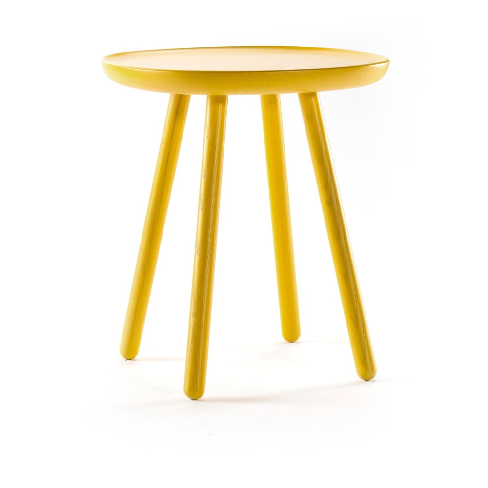 E-shop Žltý odkladací stolík z masívu EMKO Naïve, ⌀ 45 cm