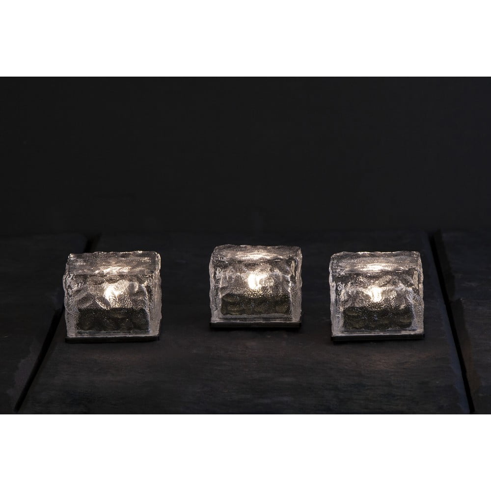 E-shop Súprava 3 vonkajších solárnych sviečok Star Trading Candle Icecube, výška 5,5 cm
