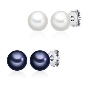 Sada 2 párov náušníc s bielou a modrou perlou Perldesse Muschel, ⌀ 0,6 cm
