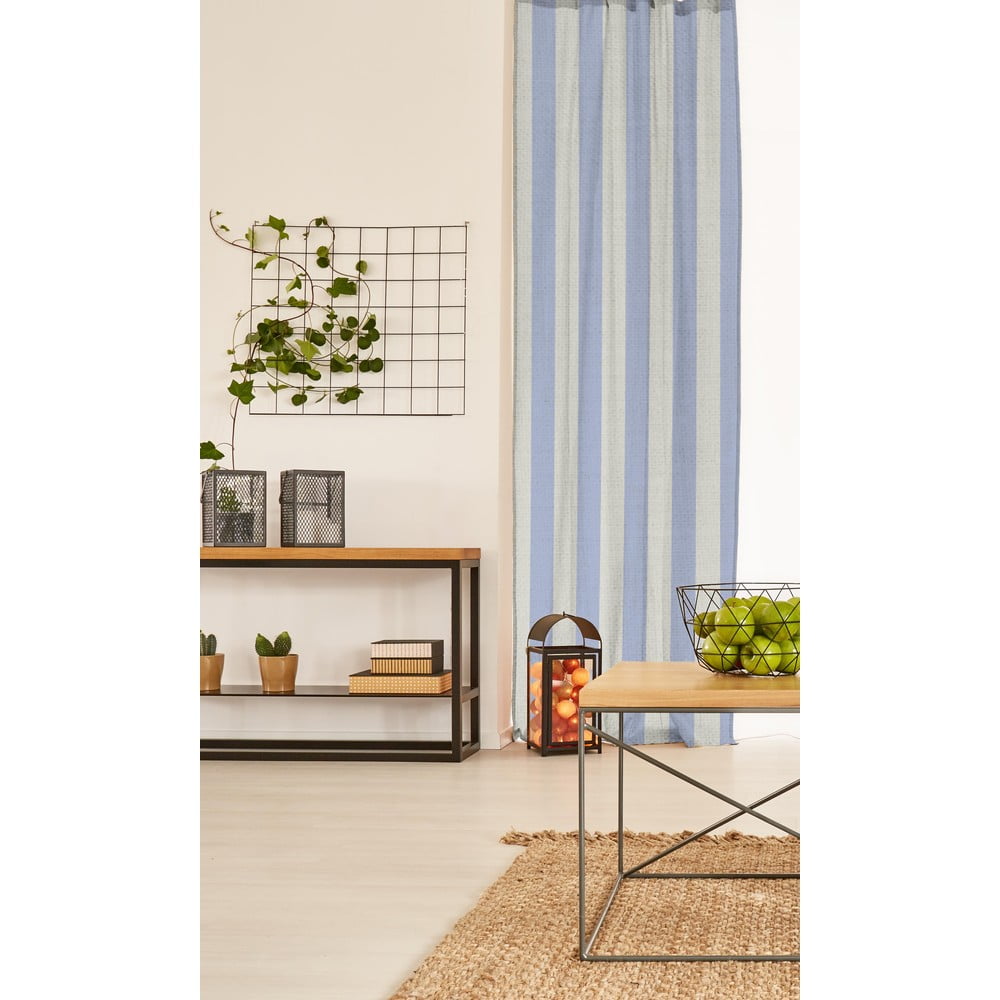 Obrázok Modrý záves Linen Couture Cuture Cortina Hogar Blue Stripes