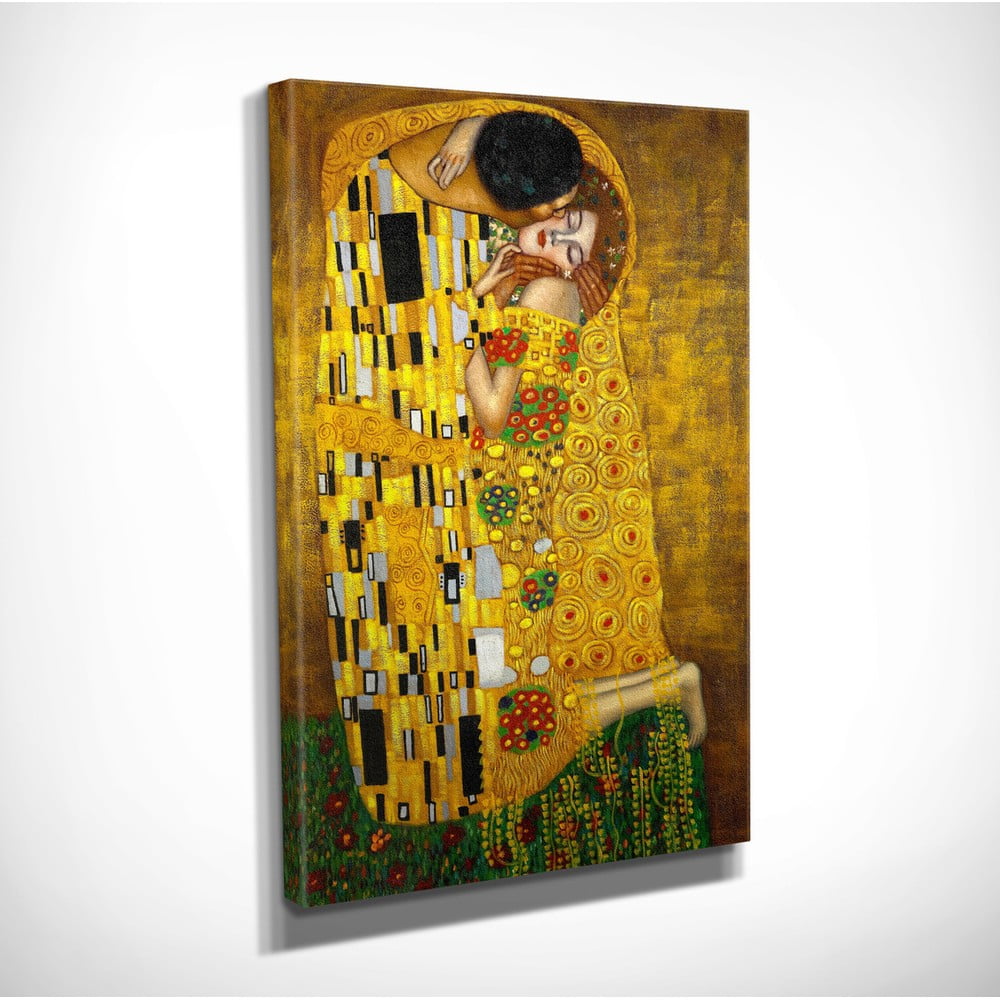 Obrázok Nástenná reprodukcia na plátne Gustav Klimt The Kiss, 30 × 40 cm