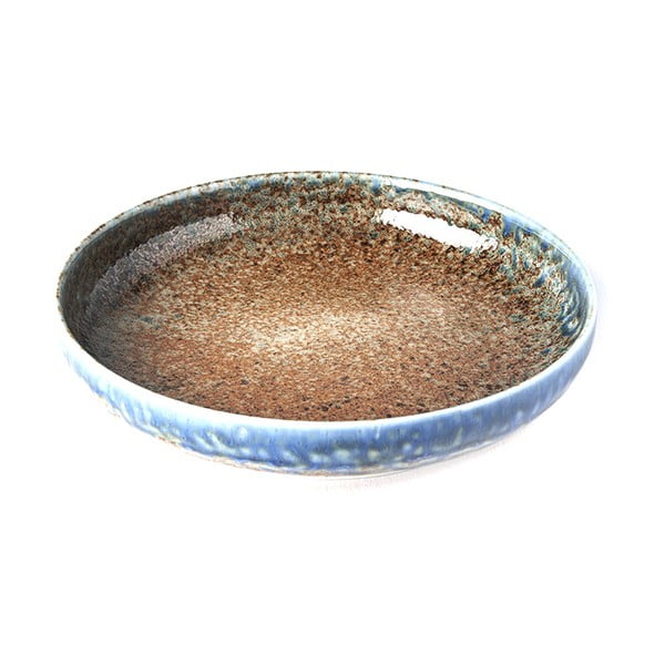 Béžovo-modrý keramický tanier so zdvihnutým okrajom MIJ Earth & Sky, ø 22 cm