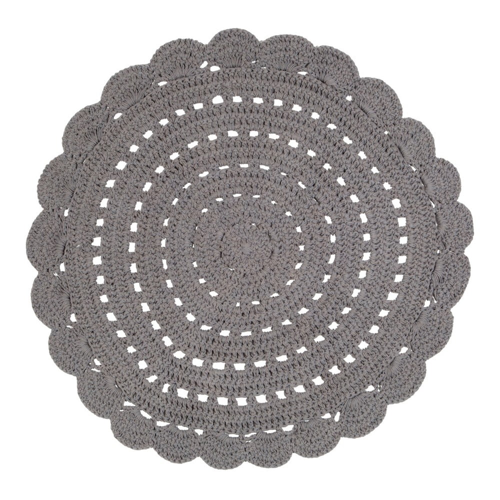 Sivá ručne háčkovaná bavlnená predložka Nattiot Alma, ⌀ 120 cm