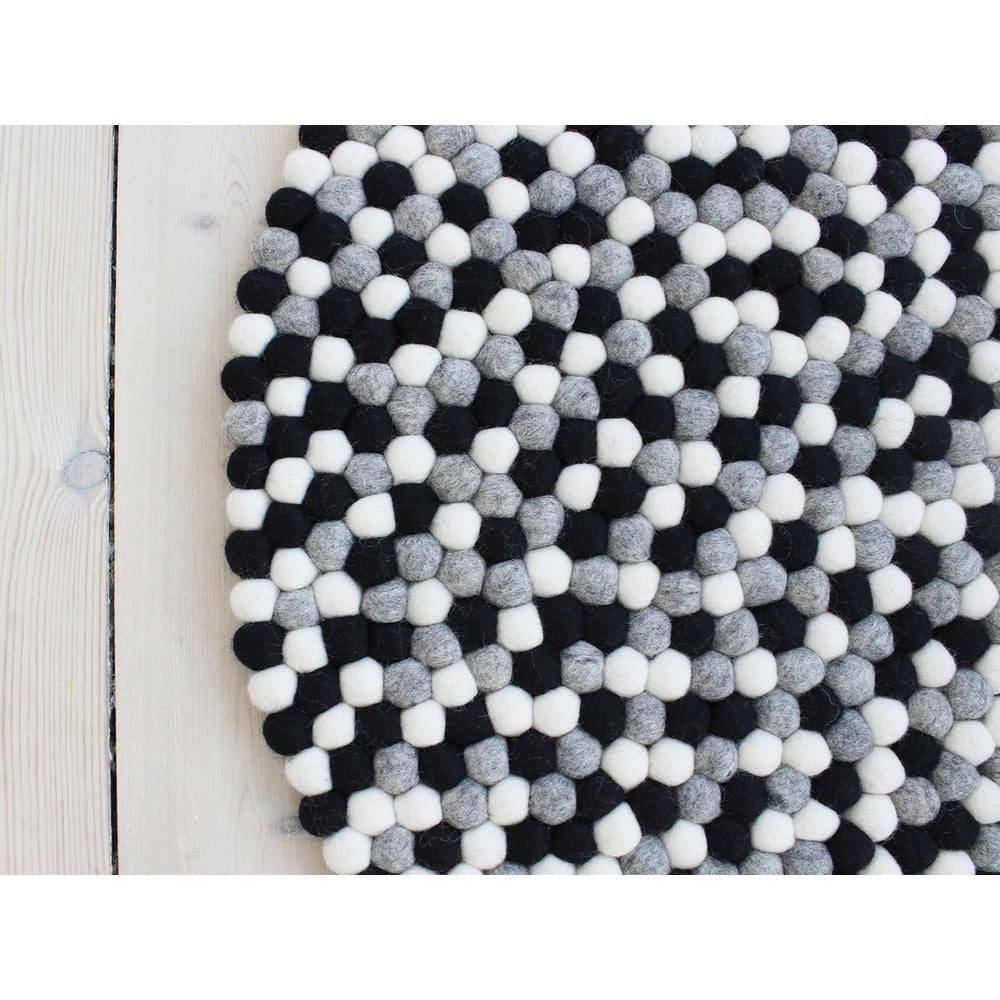 Obrázok Čierno-biely guľôčkový vlnený koberec Wooldot Ball rugs, ⌀ 140 cm