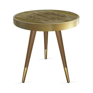 Príručný stolík Rassino Wooden Brown Yellow Circle, ⌀ 45 cm