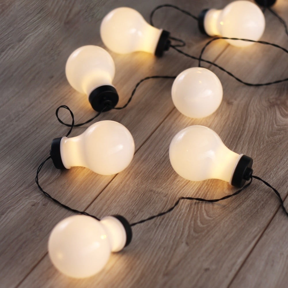 E-shop Čierna LED svetelná reťaz v tvare žiaroviek DecoKing Bulb, 10 svetielok, dĺžka 2,2 m