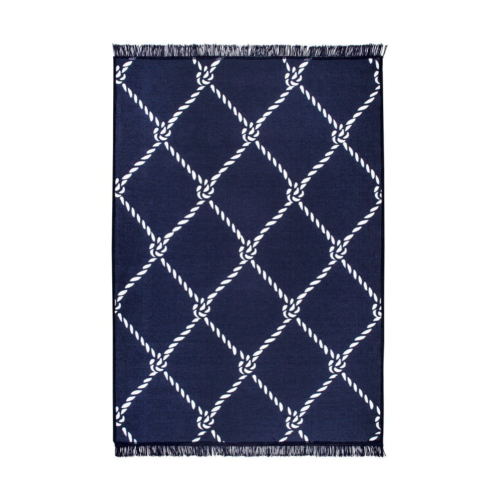 E-shop Modro-biely obojstranný koberec Rope, 120 × 180 cm
