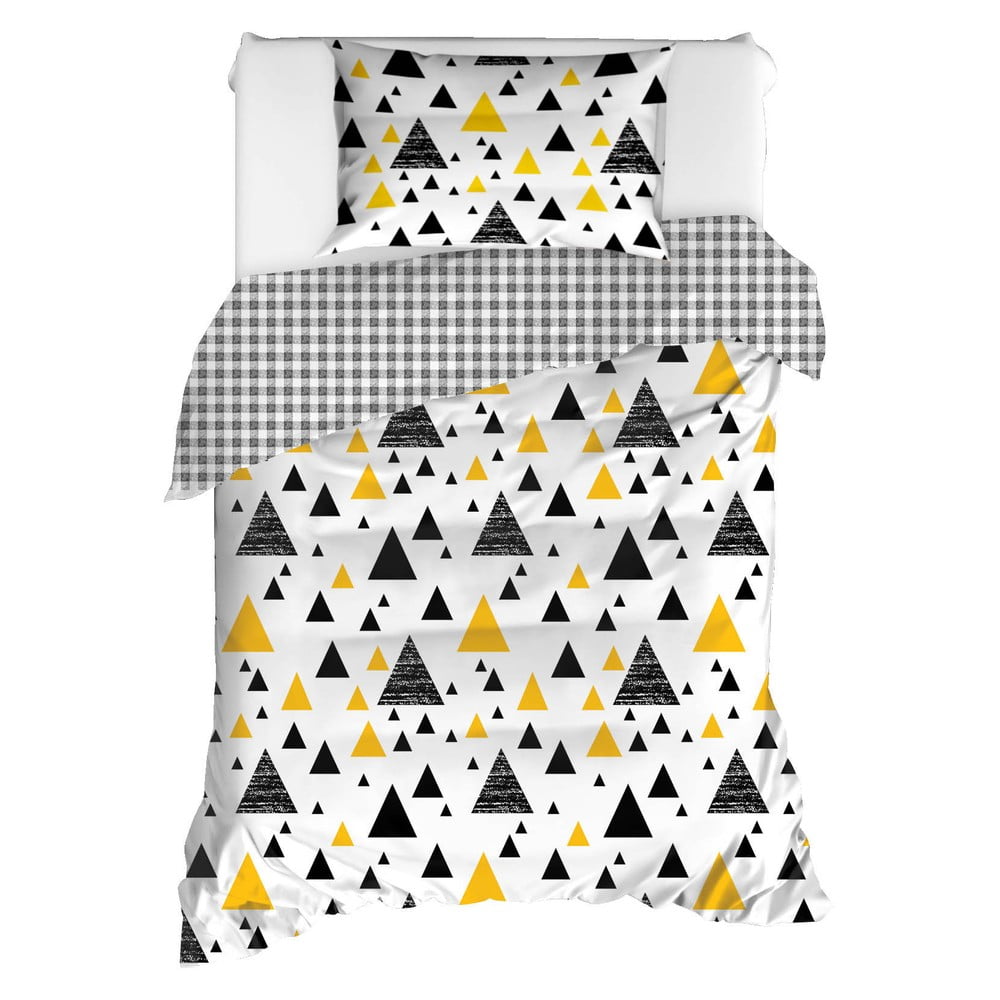 E-shop Obliečky na jednolôžko z ranforce bavlny Mijolnir Ilove Black & Yellow, 140 × 200 cm