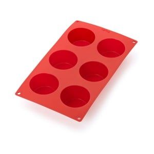 Červená silikónová forma na 6 mini muffín Lékué