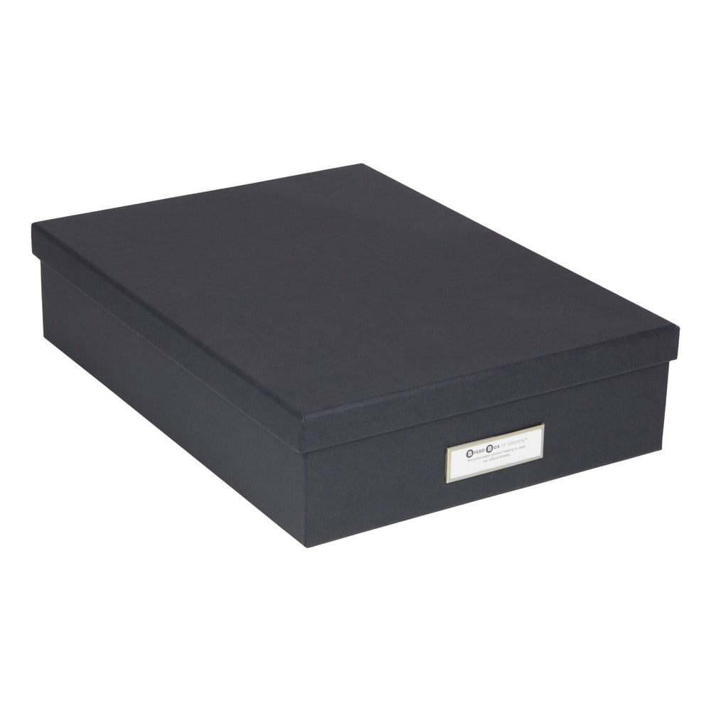 E-shop Tmavosivý úložný box s menovkou na dokumenty Bigso Box of Sweden Oskar, veľkosť A4