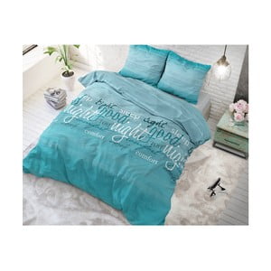 Tyrkysové bavlnené posteľné obliečky Sleeptime Comfort Night, 140 x 220 cm