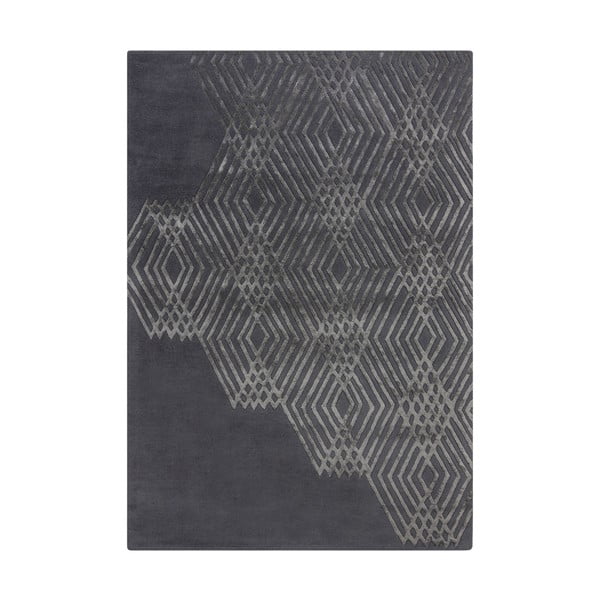 Tmavosivý vlnený koberec Flair Rugs Diamonds, 120 x 170 cm