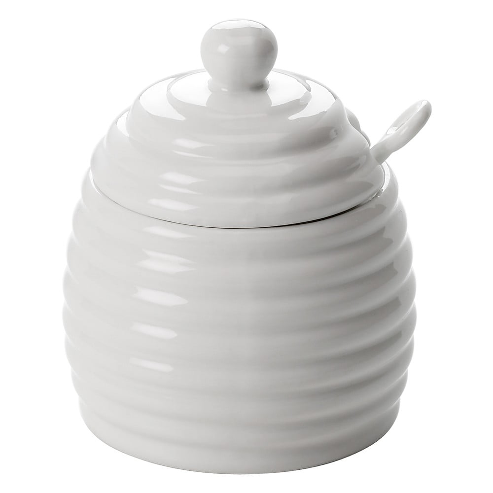 E-shop Biela porcelánová dóza na med Maxwell & Williams Basic, 280 ml