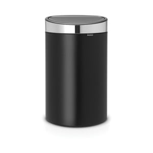 Čierny odpadkový kôš vo farbe matnej ocele s úpravou FPP Brabantia Touch Bin, 40 l