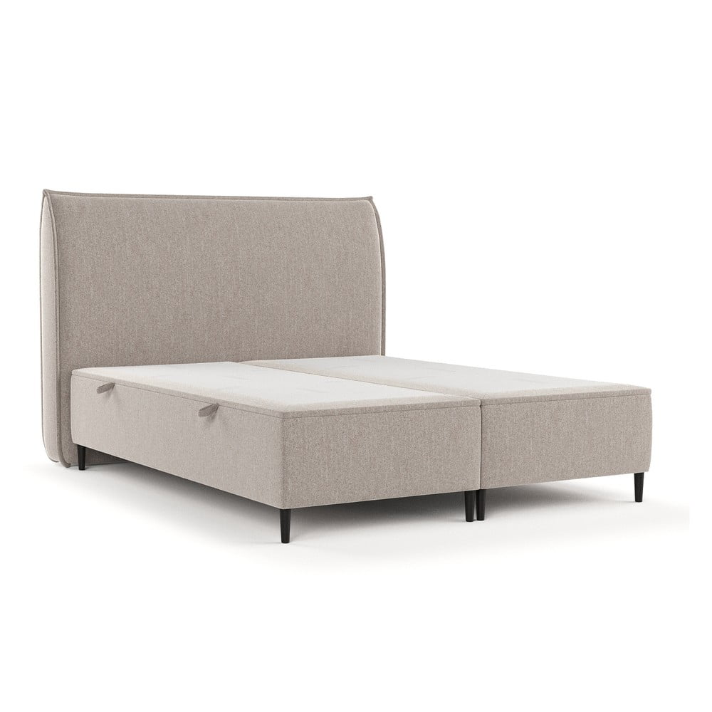 Sivá/béžová čalúnená dvojlôžková posteľ s úložným priestorom 180x200 cm Draco – Maison de Rêve
