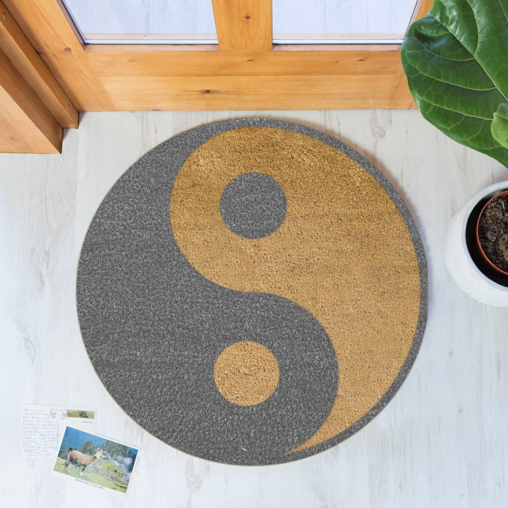 Obrázok Guľatá rohožka Artsy Doormats Grey Yin Yang, ⌀ 70 cm