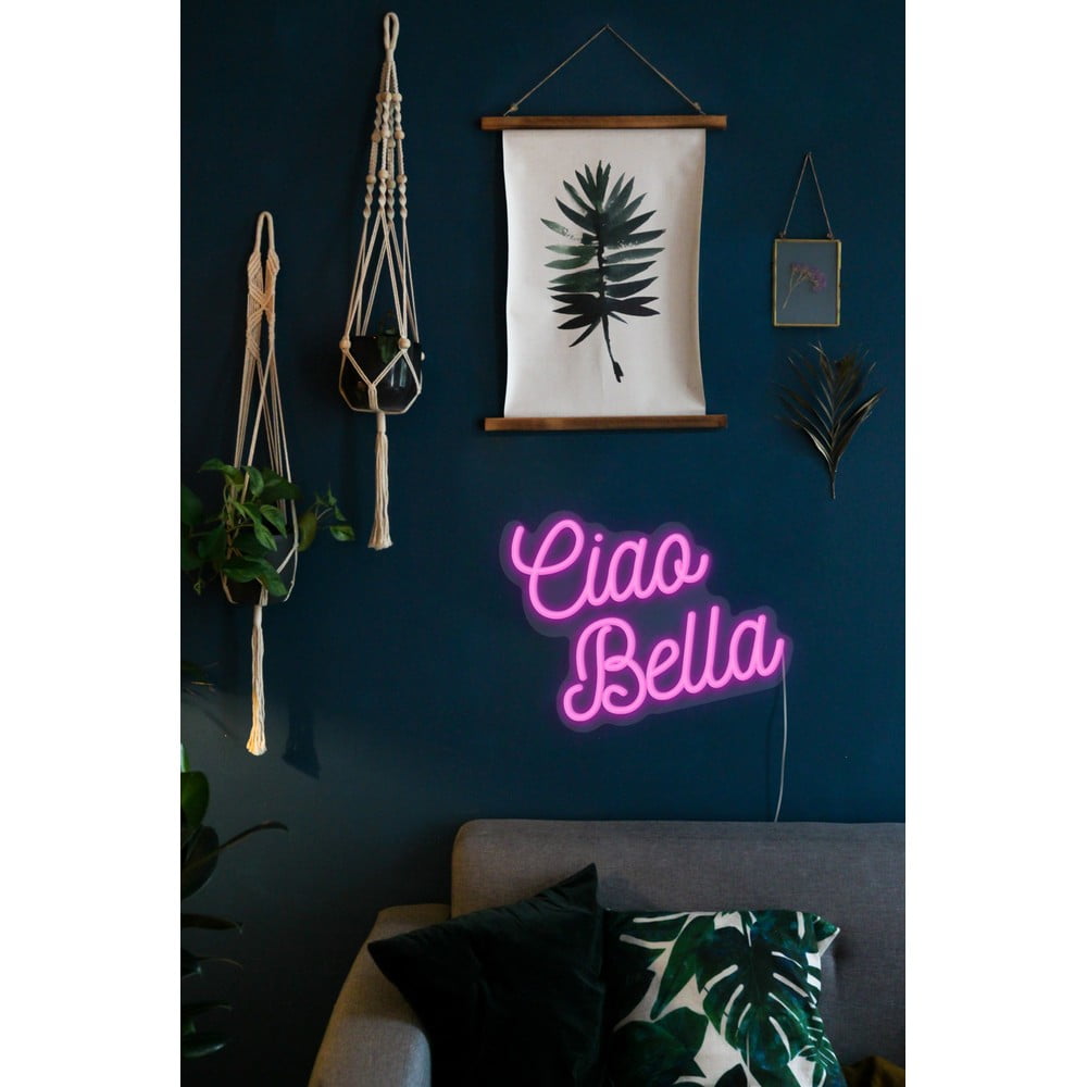 E-shop Ružová nástenná svietiaca dekorácia Candy Shock Ciao Bella, 40 x 28,5 cm