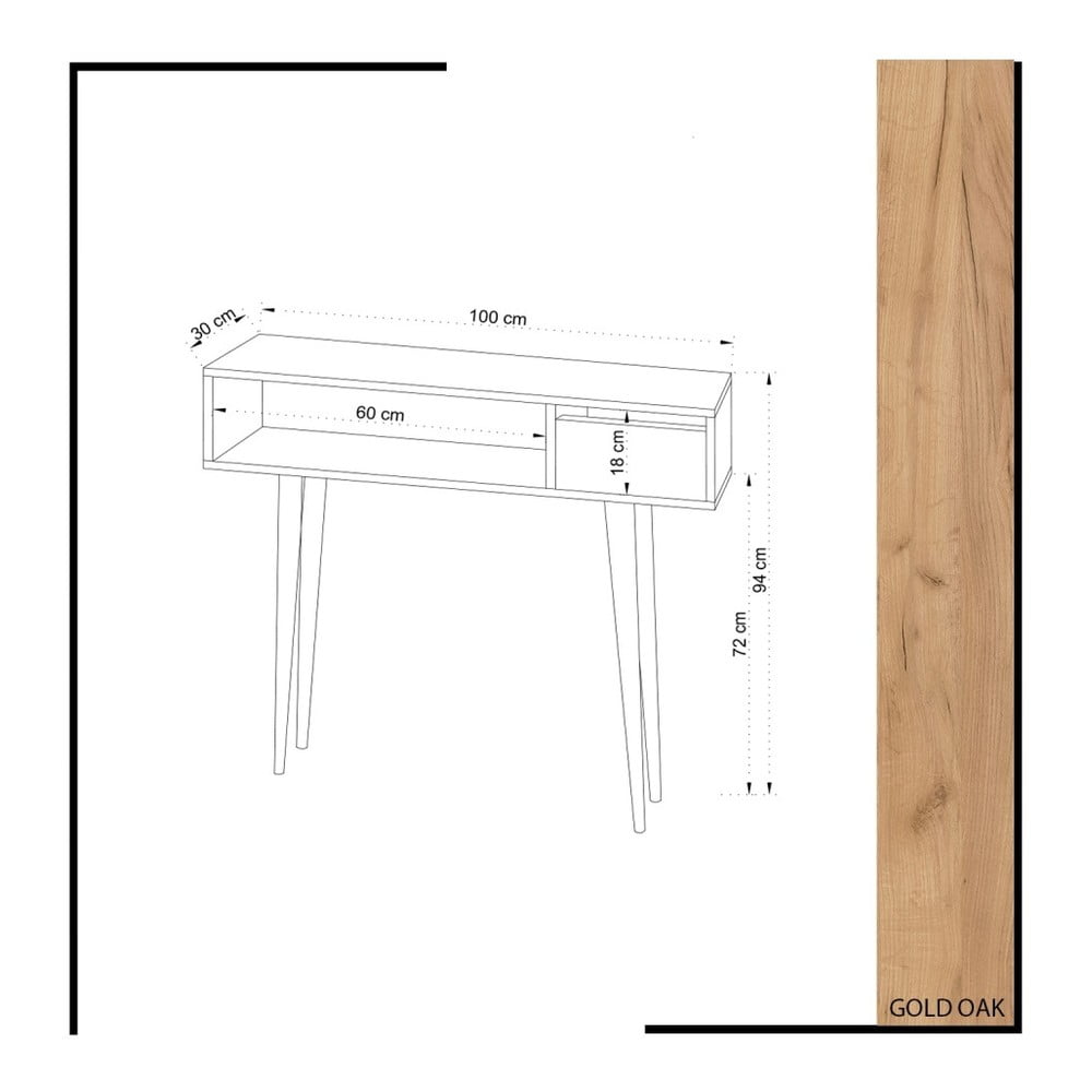 Obrázok Biely konzolový stolík s detailmi v dekore dubového dreva Garetto Kiogi